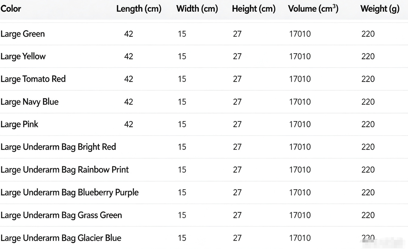Shoulder Bag size