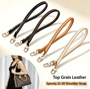 top-grain-leather-shoulder-strap-speedy-25-30-multiple-colors Top grain leather replacement shoulder strap for Speedy 25 and Speedy 30 handbags, available in multiple colors with premium gold hardware.