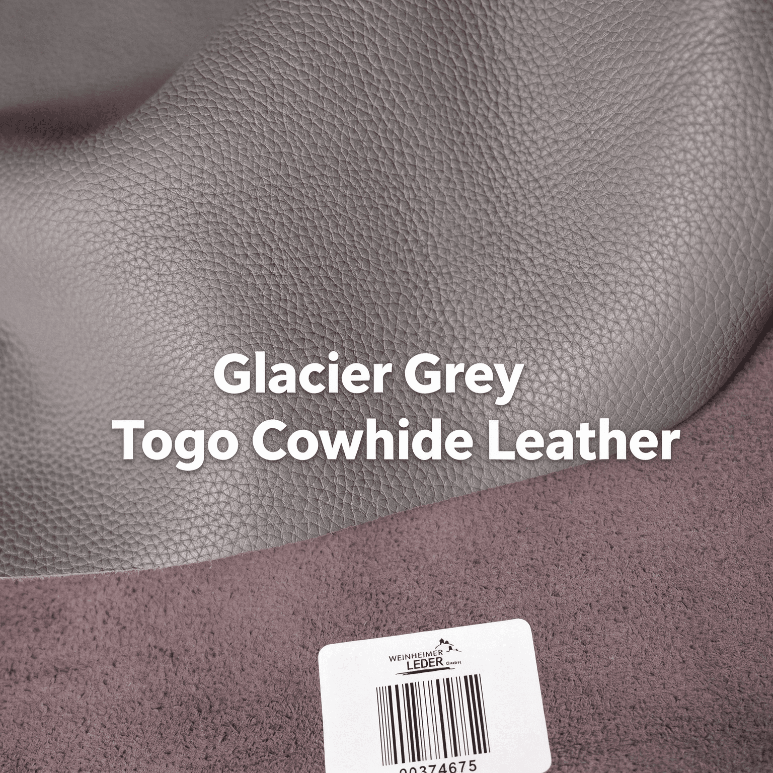 Glacier grey Togo cowhide leather, Togo leather grain, grey calfskin material