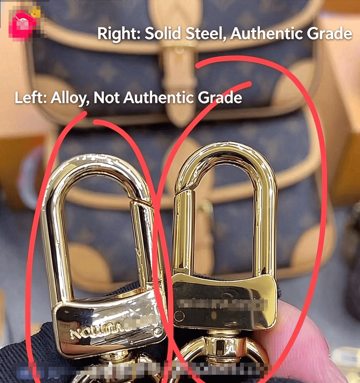 bag lock comparison, solid steel authentic grade lock vs alloy lock, gold metal hardware detail, luxury handbag hardware quality check, counterfeit vs authentic guide”