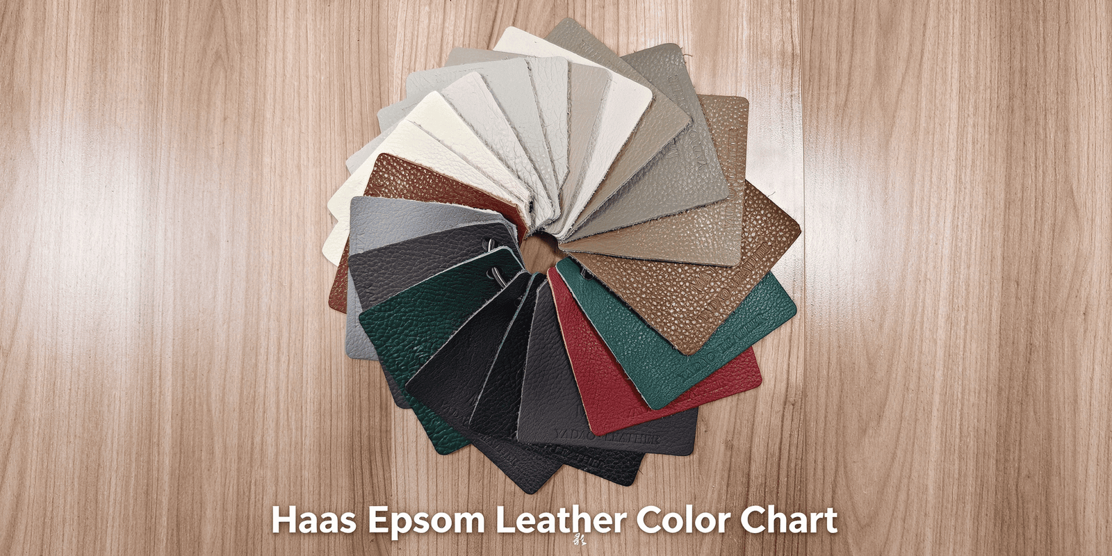 Haas Epsom leather color chart, premium calfskin swatches for luxury bag making