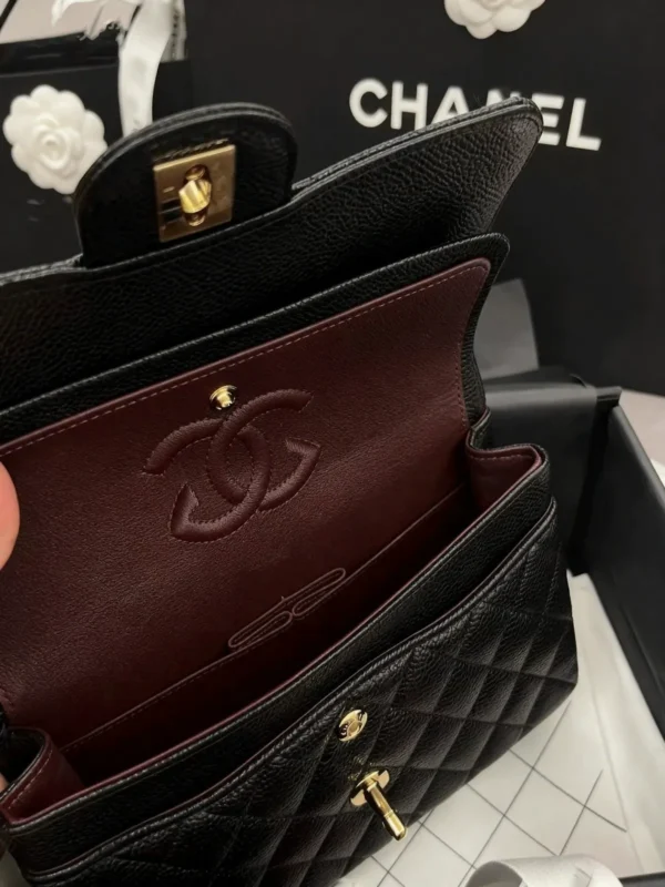 Genuine Leather Classic CF Caviar Quilted Shoulder Bag